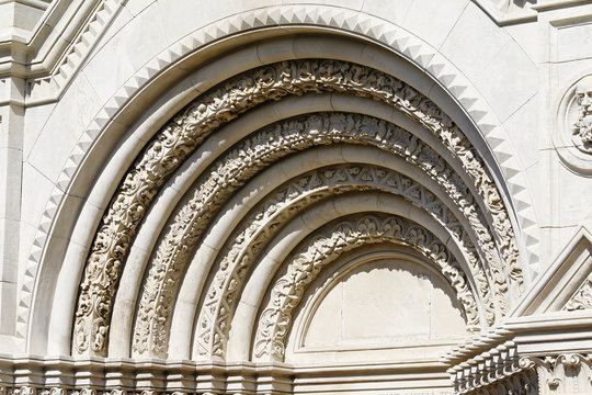 Romanesque arch over the entrance to the monastery