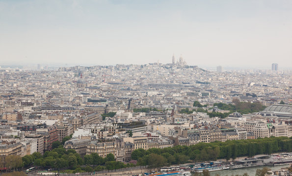 Aerial View of Montmartre Hill fron Eiffel tower