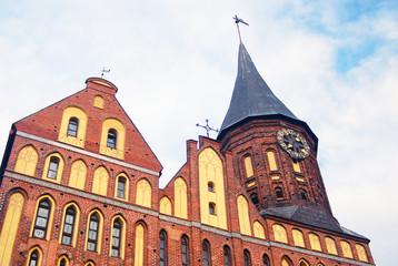 Fototapeta na wymiar Cathedral in Kant Island, Kaliningrad, Russia. UNESCO Heritage.