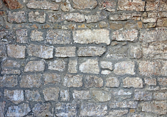 Texture of the ancient gray brick wall