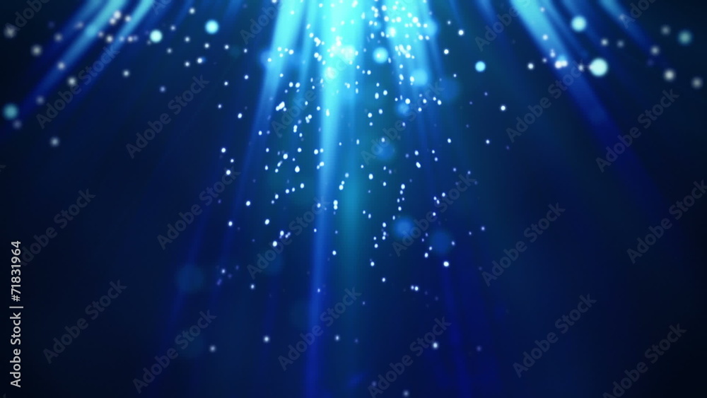 Wall mural magic blue light rays and particles loop