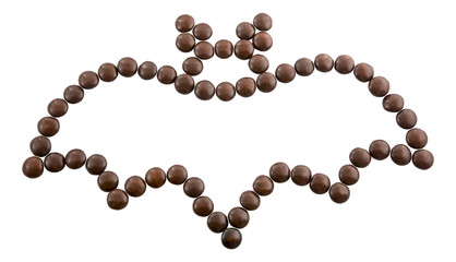Symbol Halloween - a bat. Contour is made of round chocolate can