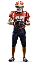 Outdoor kussens American football player in action isolated on white background © 103tnn