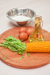 Ingredients for corn pancakes