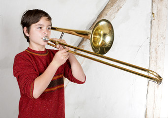 boy with a trombone