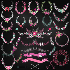 Vector Collection of Chalkboard Valentine's Day or Wedding Laure