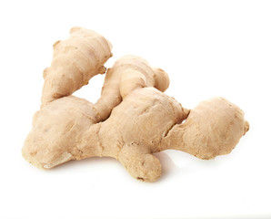 Root ginger isolated on a white studio background.