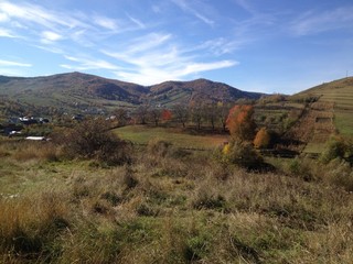 Fototapeta na wymiar Autumn landscape in Romanian Carpathians