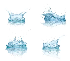 Poster water splash druppel blauwe vloeistof © Lumos sp