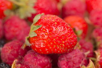 Strawberry and raspberries full frame
