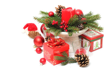 christmas decoration with red gift box