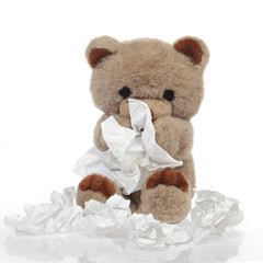 ours en peluche se mouchant