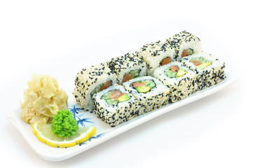 Sushi roll California isolated on white