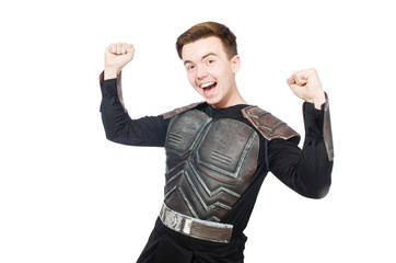 Funny warrior isolated on the white background