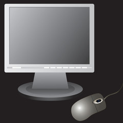 monitor and computer mouse