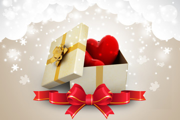 gift box and hearts ..