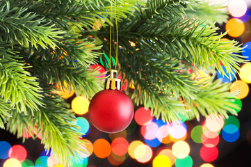 Christmas decoration on the fir tree