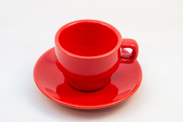 Red Coffee cup and saucer - no coffee inside