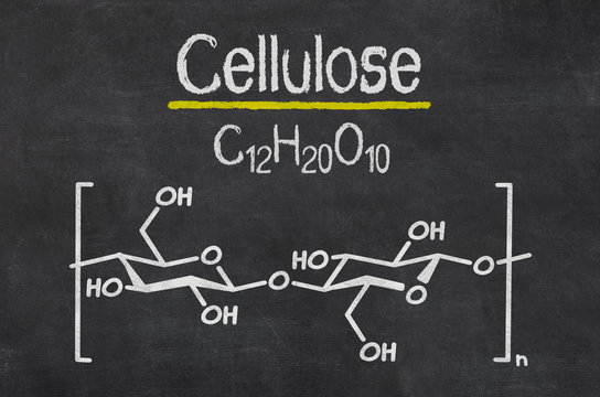 Schiefertafel mit der chemischen Formel von Cellulose