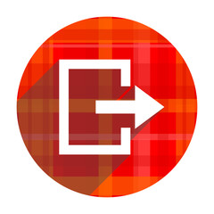 exit red flat icon isolated