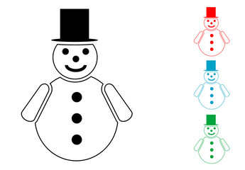 Pictograma hombre de nieve con varios colores