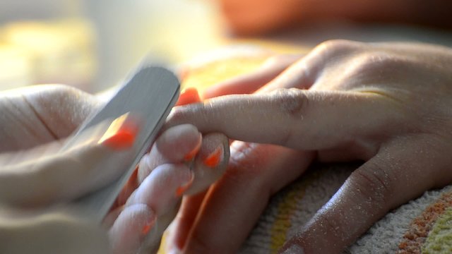 Manicure in a beauty salon
