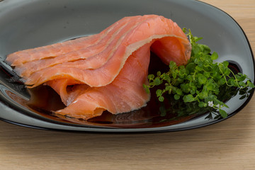 Sliced salmon