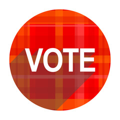 vote red flat icon isolated
