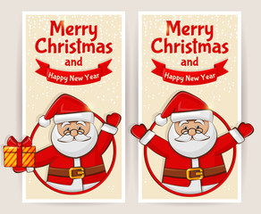 Christmas banners with Santa Claus. Vector set.