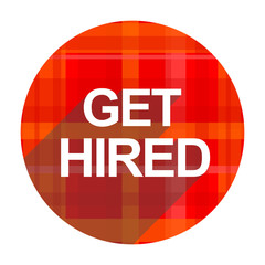 get hired red flat icon isolated