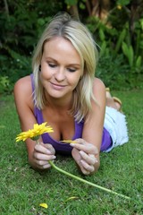 Gorgeous Woman with Yellow Flower