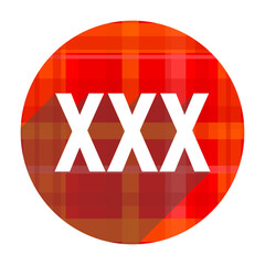 xxx red flat icon isolated