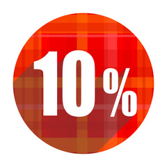10 percent red flat icon isolated