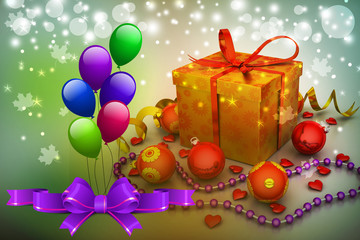 New year gift box with bubbles