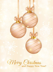 Greeting card with christmas balls. Vector illustration.