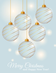 Greeting card with christmas balls. Vector illustration.