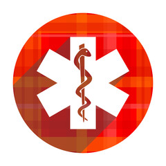 emergency red flat icon isolated
