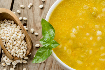 Barley soup, close-up