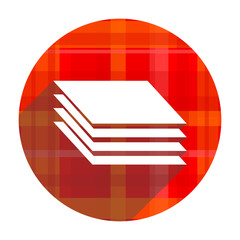 layers red flat icon isolated
