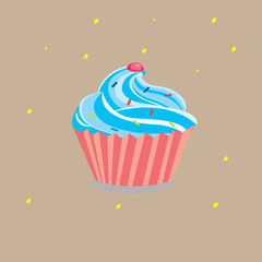 cream cake with pink cherry