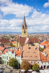 Naklejka na ściany i meble Top view of the city of Sibiu, Romania.