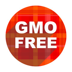 gmo free red flat icon isolated