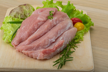 Raw pork schnitzel