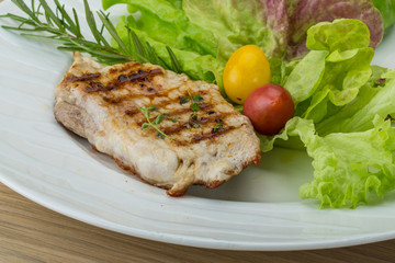 Grilled pork schnitzel