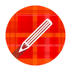 pencil red flat icon isolated