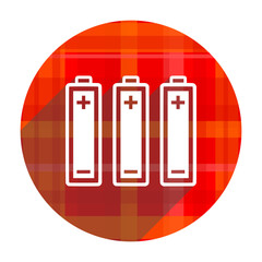 battery red flat icon isolated