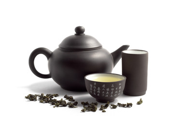 green tea and teapot - 71849185