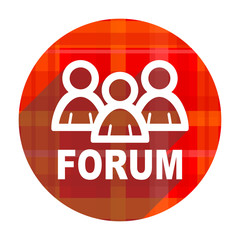 forum red flat icon isolated