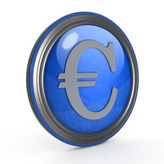 Euro circular icon on white background