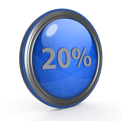 Twenty percent circular icon on white background